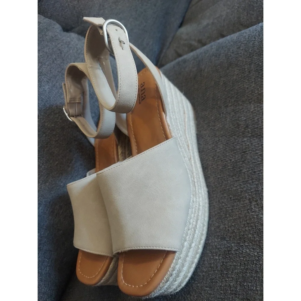 a.n.a Laskie Women Shoes Ankle Buckle Strap Sandals Brown Stone Size‎ 10 Summer